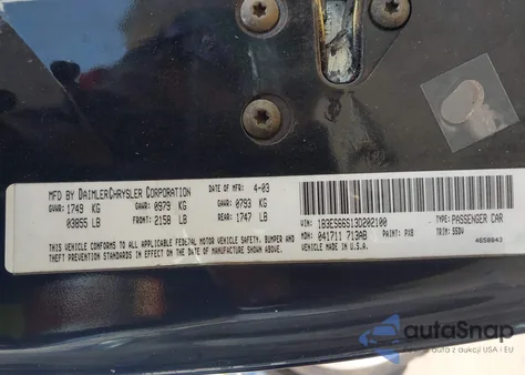 2003 Dodge Srt4 z USA, uszkodzony, nr VIN 1B3ES66S13D202100